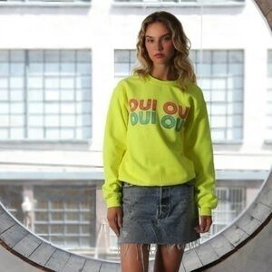 Alla Berman Oui Oui Boyfriend Sweatshirt - Neon Yellow